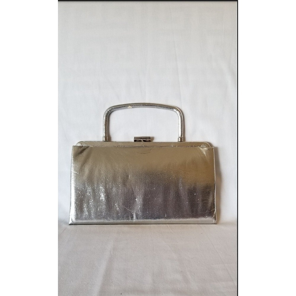Vintage 50s Garay Silver Clutch Purse Folding Handle